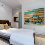 Scenic Surf Ride Painting Print // Natural Pine Wood (18"W x 12"H x 1.5"D)