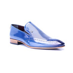 Mixed Texture Perforated Toe Wingtip Loafer // Dark Blue (Euro: 42)