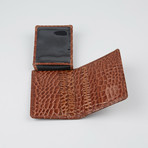 Crocco Embossed Card Holder // Brown