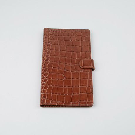 Crocco Embossed Passport Holder // Brown
