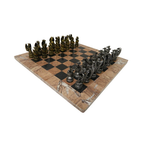 Chess USA // Dragon Kingdom Chess Set + Marble Board