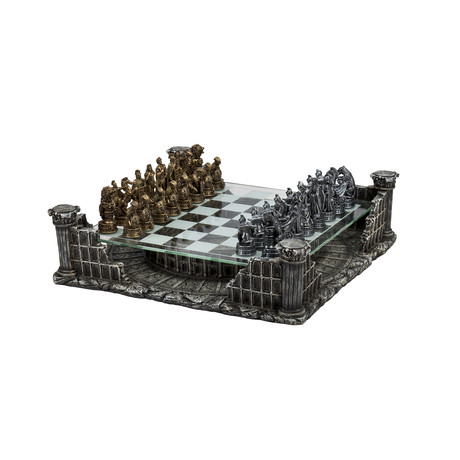 Chess USA // Coliseum Chess Set // Pewter + Glass