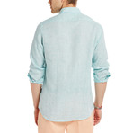 Long-Sleeved Linen Dress Shirt // Turquoise (L)