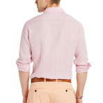 Long-Sleeved Linen Dress Shirt // Pink (S)