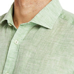 Long-Sleeved Linen Dress Shirt // Green (S)