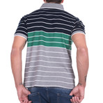 Striped Knit Pullover // Navy + Green (XL)