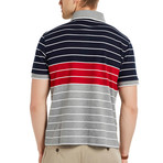 Striped Knit Pullover // Navy + Red (L)