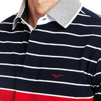 Striped Knit Pullover // Navy + Red (L)