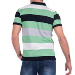 Striped Pique Knit Pullover // Navy + Green (L)