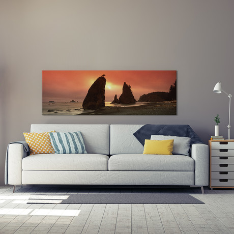 Seastacks Silhouette // Olympic National Park (36"W x 12"H x 0.75"D)