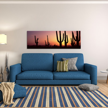 Saguaro Cacti Silhouette (36"W x 12"H x 0.75"D)