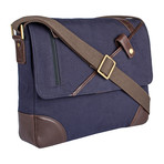 Cherokee Canvas + Leather Messenger // Blue + Brown