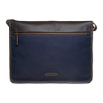 Aiden Canvas + Leather Laptop Messenger Bag // Blue + Brown