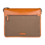 Aiden Canvas + Leather Laptop Messenger Bag // Desert Palm + Tan