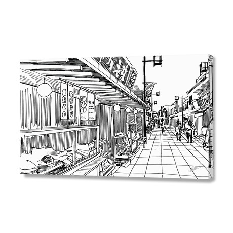 Shopping Street (Stretched Canvas // 24"W x 16"H x 1"D)