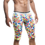 Pixel Athletic Hipster Boxer Brief // Green + White + Multi (L)