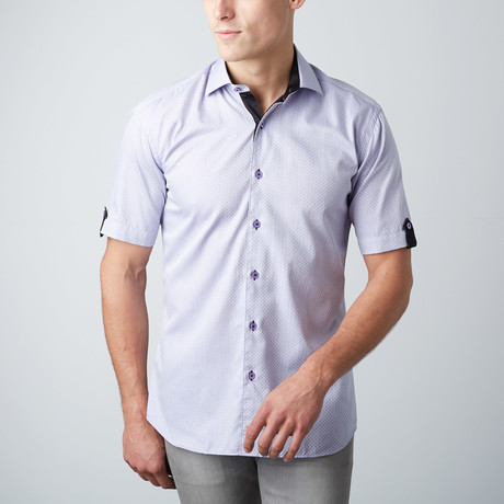 Zigzag Short-Sleeve Button-Up Shirt // Lilac (XS)