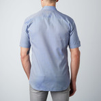 Micro Diamond Short-Sleeve Button-Up Shirt Shirt // Blue (XS)