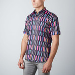 Parade Short-Sleeve Button-Up Shirt // Pink + Black (S)