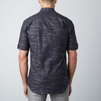 Camo Short-Sleeve Button-Up Shirt Shirt // Black (L)
