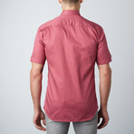 Dot Grid Short-Sleeve Button-Up Shirt // Red (L)