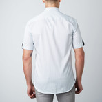 Dot Stripes Short-Sleeve Button-Up Shirt // White (XS)
