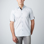 Dot Stripes Short-Sleeve Button-Up Shirt // White (L)
