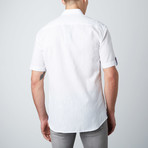 Linen Texture Short-Sleeve Button-Up Shirt // White (XS)