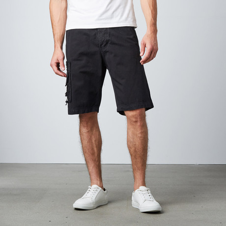 Washed Distressed Shorts // Faded Black (30)