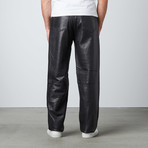Relaxed Fit Leather Moto Pants // Black (36WX32L)