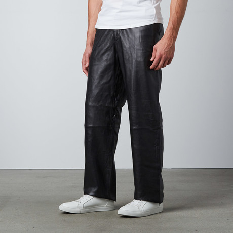 Pleated Leather Pants // Black (30WX32L)