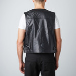 Zipper Leather Vest // Black (M)