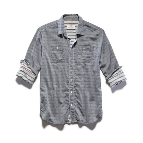 Double Layer Reverse Stripe LS Shirt // Charcoal (S)