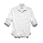 Double Layer Reverse Stripe LS Shirt // White (2XL)