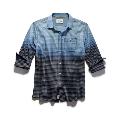 Bradly Dip Dye Plaid LS Shirt // Navy + Blue (S)