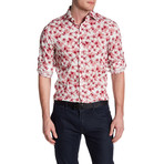 Blossoms Linen Button-Up Shirt // Red (L)
