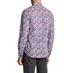 Scribble Blossoms Long-Sleeve Button-Up Shirt // Slate Grey (XS)