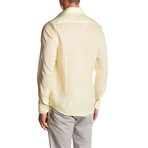 Linen Blend Long-Sleeve Button-Up Shirt // Yellow (3XL)