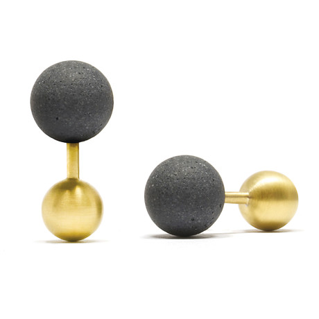 Concrete + Gold Cufflinks // Concrete Sphere