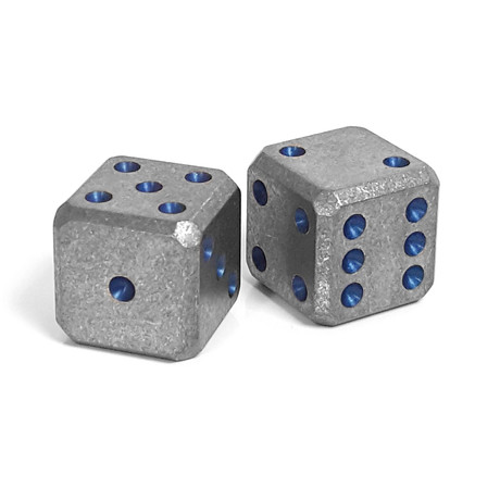 Cuboid Dice Set // Titanium + Blue