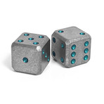 Cuboid Dice Set // Titanium + Green