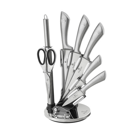 Infinity Collection // 7 Piece Set + Knife Stand (Silver Handles)