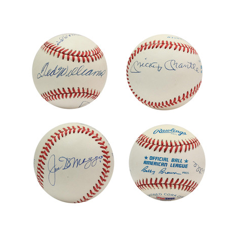 The Big 3 // Mickey Mantle + Joe DiMaggio + Ted Williams Signed Baseball