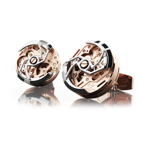 Rotor Cufflink // Red Gold PVD + Stainless Steel