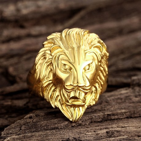 Goldtone Lion Ring (Size 8)