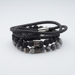 Elite Bracelet Set // 3-Pack // Gray Agate + Lava Rock