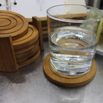 Bamboo Coasters // 6 Pieces + Stand