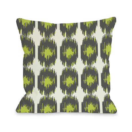 Ikat Dots // Gray + Green // Pillow (16"L x 16"W)