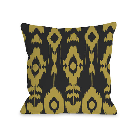 Forever Ikat // Dark Gray + Oil Yellow // Pillow (16"L x 16"W)