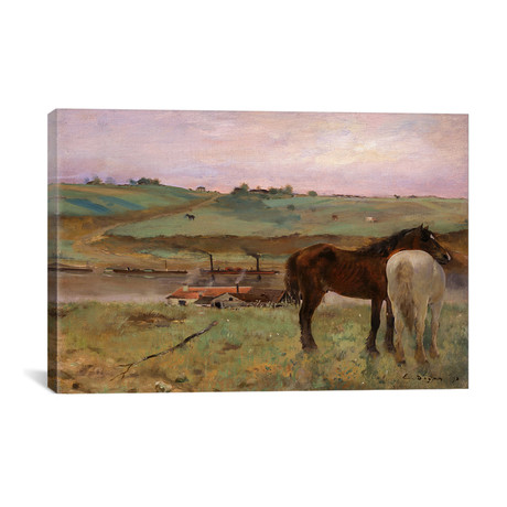 Horses in a Meadow // Edgar Degas // 1871 (26"W x 18"H x 0.75"D)